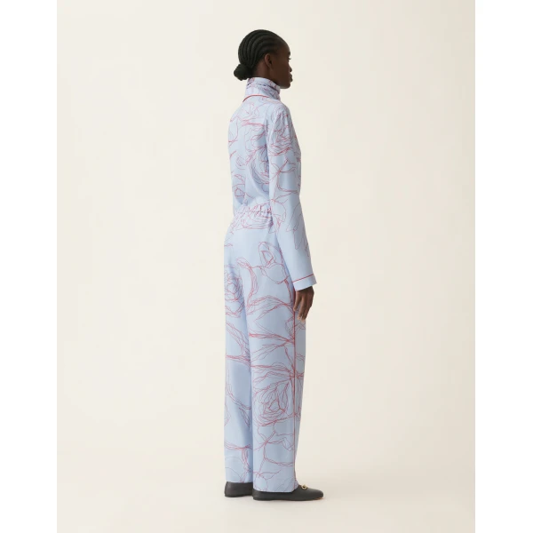 Fabiana Filippi Silk Twill Trousers in Light Blue