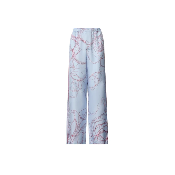 Silk Twill Trousers in Light Blue