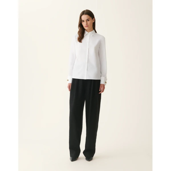 Fabiana Filippi Straight-Cut Poplin Shirt in Optic White
