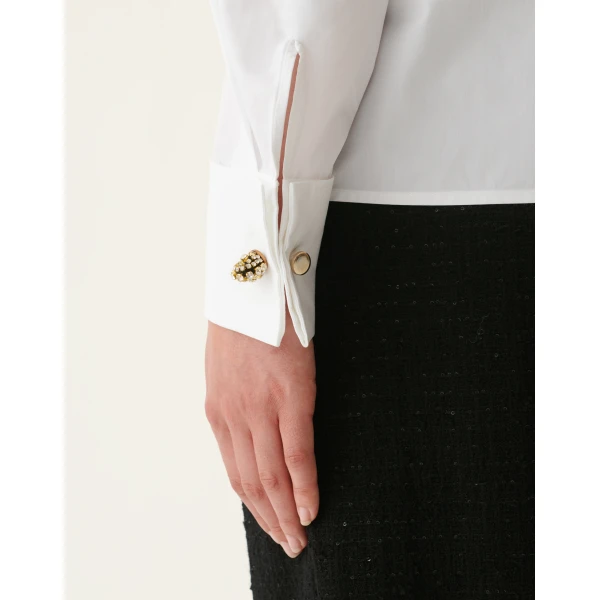 Fabiana Filippi Straight-Cut Poplin Shirt in Optic White
