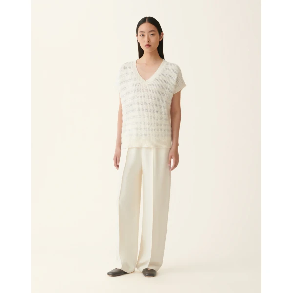 Fabiana Filippi Striped Platinum and Mohair Sweater in Raffia