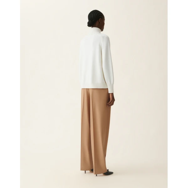 Fabiana Filippi Turtleneck Merino Wool Sweater in Raffia