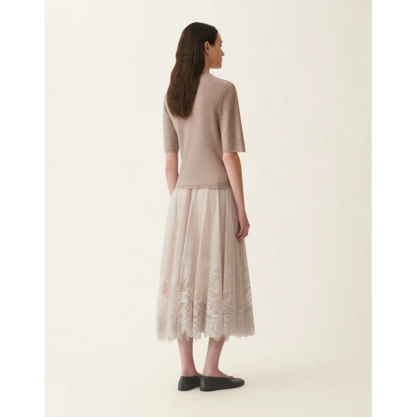 Fabiana Filippi Wool Sweater with Sequins in Mocha