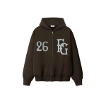 Fear of God Baseball Club Half Zip Hoodie in Dark Brown | Coveti