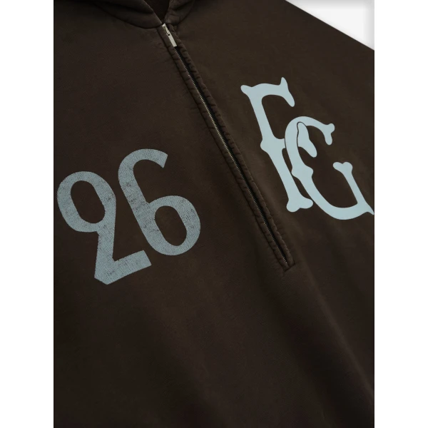 Fear of God Baseball Club Half Zip Hoodie in Dark Brown | Sweatshirts | Coveti