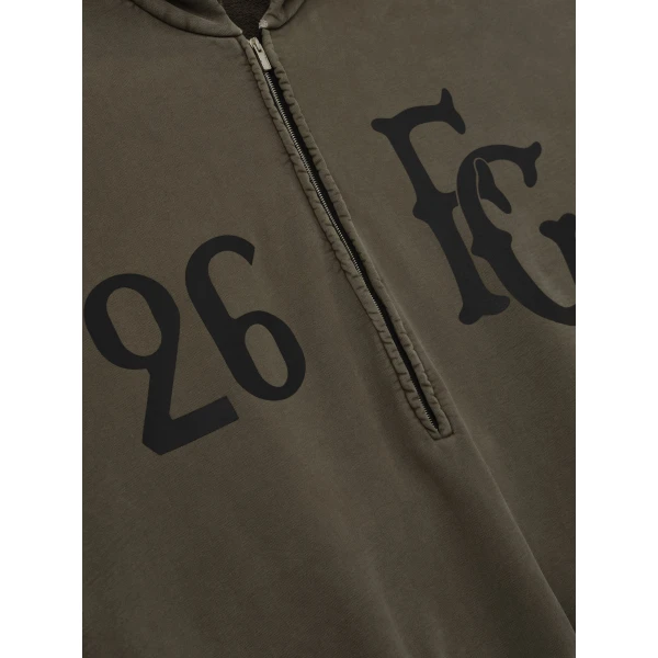 Fear of God Baseball Club Half Zip Hoodie in Faded Brown | Sweatshirts | Coveti