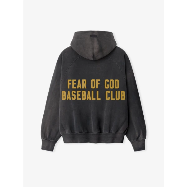 Fear of God Baseball Club Half Zip Hoodie in Off Black | Sweatshirts | Coveti