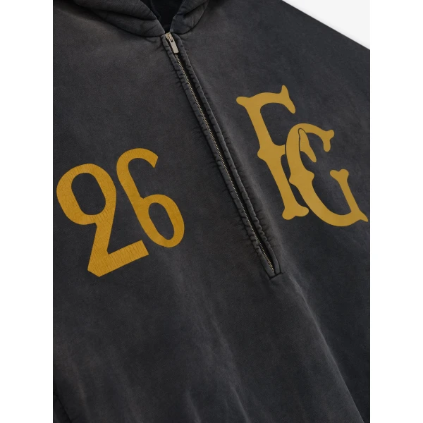 Fear of God Baseball Club Half Zip Hoodie in Off Black | Sweatshirts | Coveti
