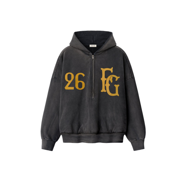 Fear of God Baseball Club Half Zip Hoodie in Off Black | Coveti