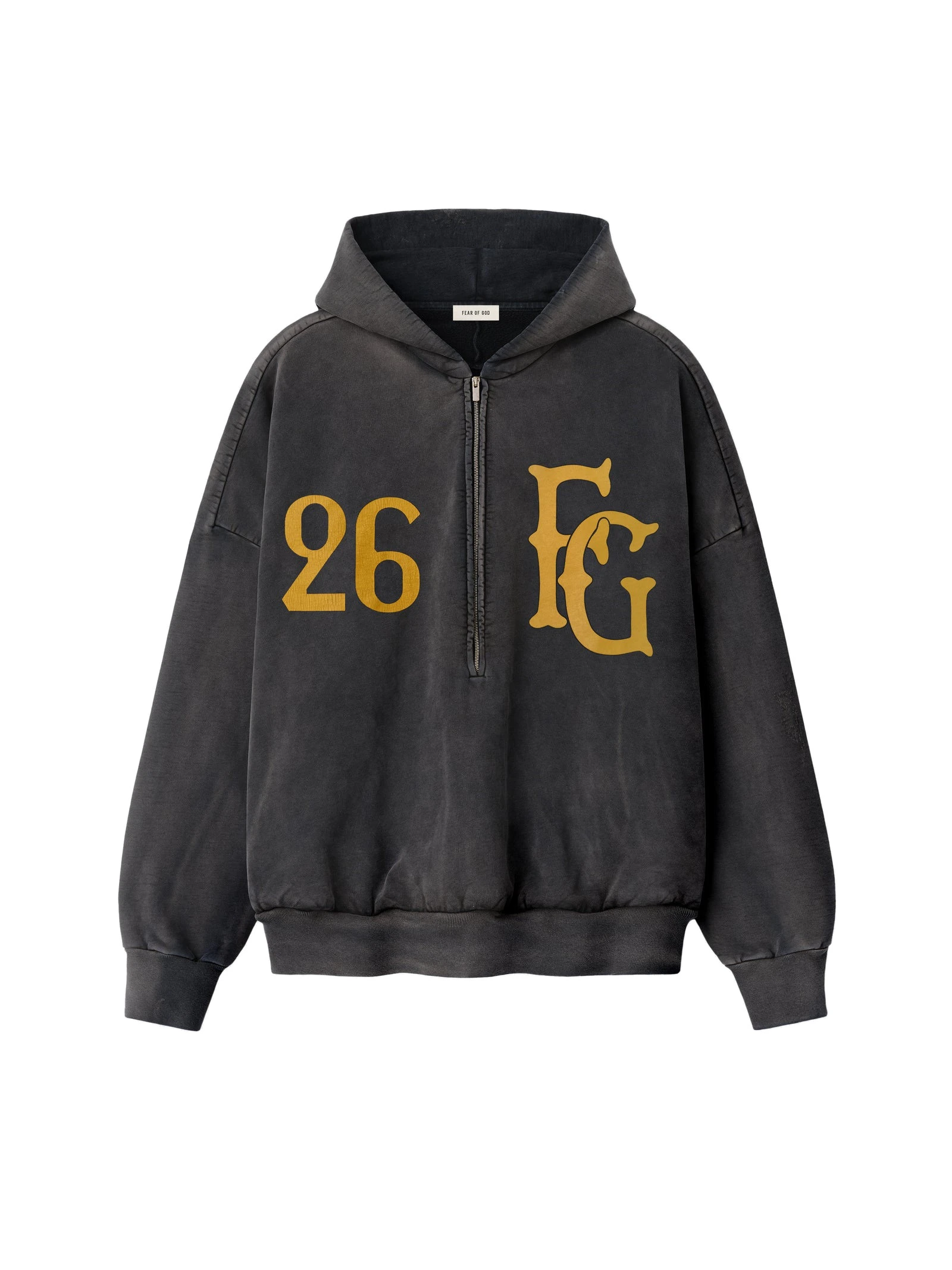 Fear of God Baseball Club Half Zip Hoodie in Off Black Fear of God Baseball Club Half Zip Hoodie in Off Black | Coveti