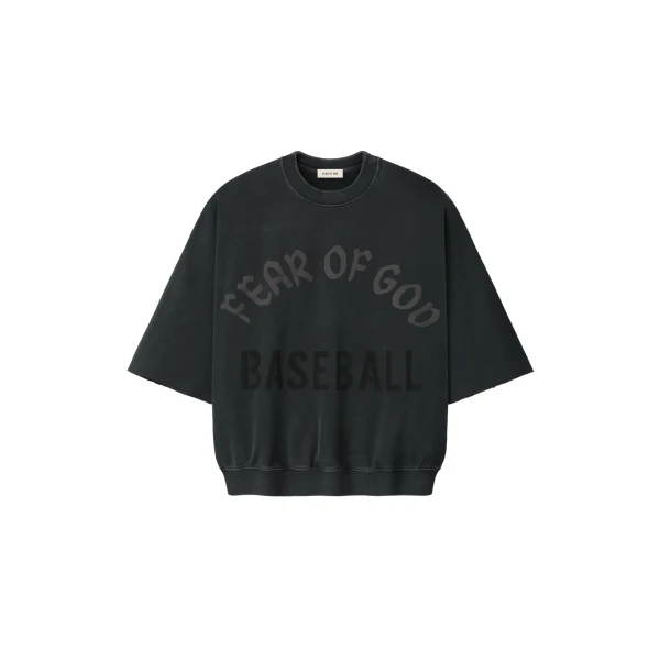 Baseball Cut Sleeve Sweatshirt in Black