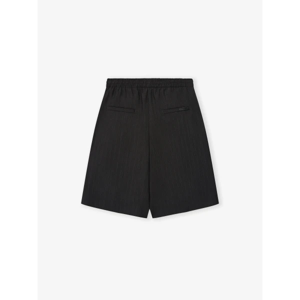Fear of God Black Striped Wool Baggy Shorts in Black Striped | Shorts | Coveti