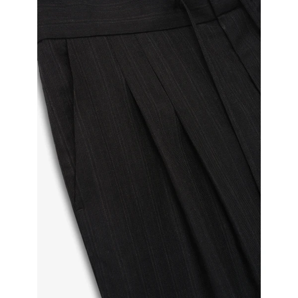Fear of God Black Striped Wool Baggy Shorts in Black Striped | Shorts | Coveti