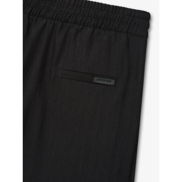 Fear of God Black Striped Wool Baggy Shorts in Black Striped | Shorts | Coveti