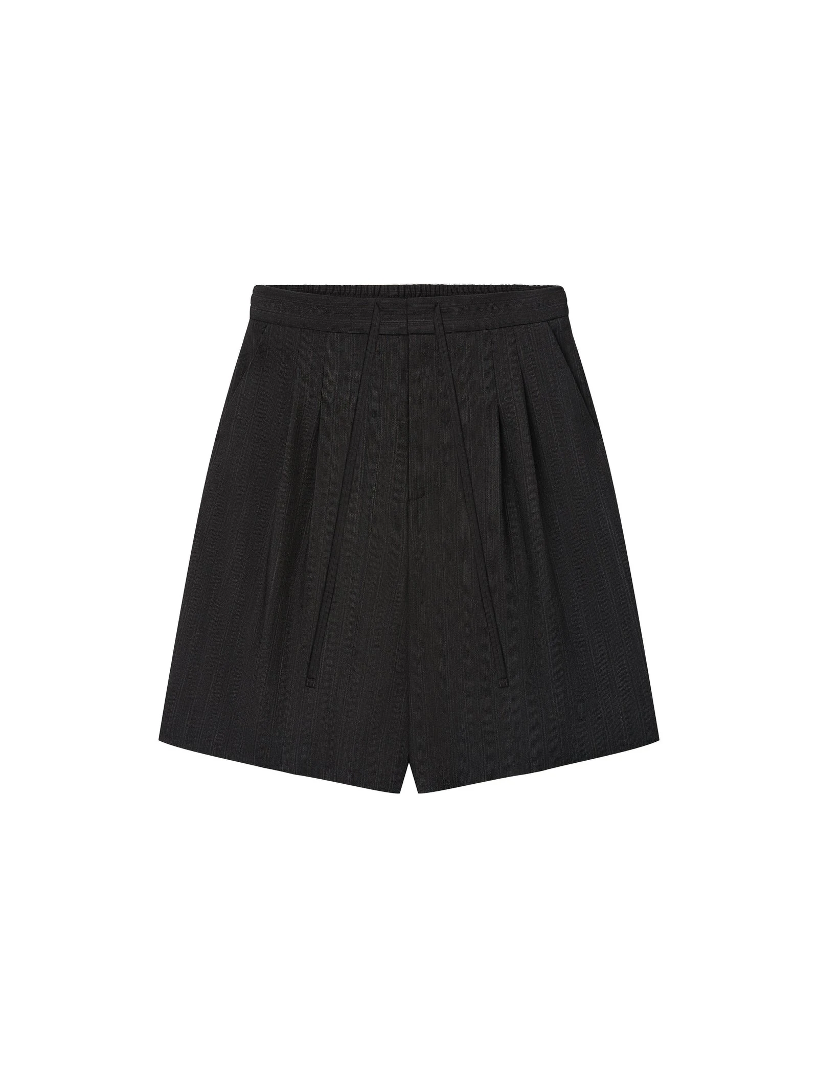 Fear of God Black Striped Wool Baggy Shorts in Black Striped Fear of God Black Striped Wool Baggy Shorts in Black Striped | Coveti