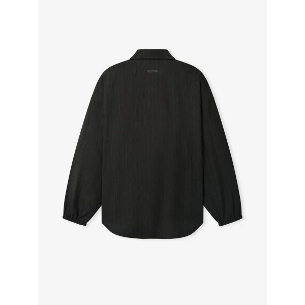 Fear of God Black Striped Wool Elastic Cuff Shirt in Black Striped | Men Shirts | Coveti