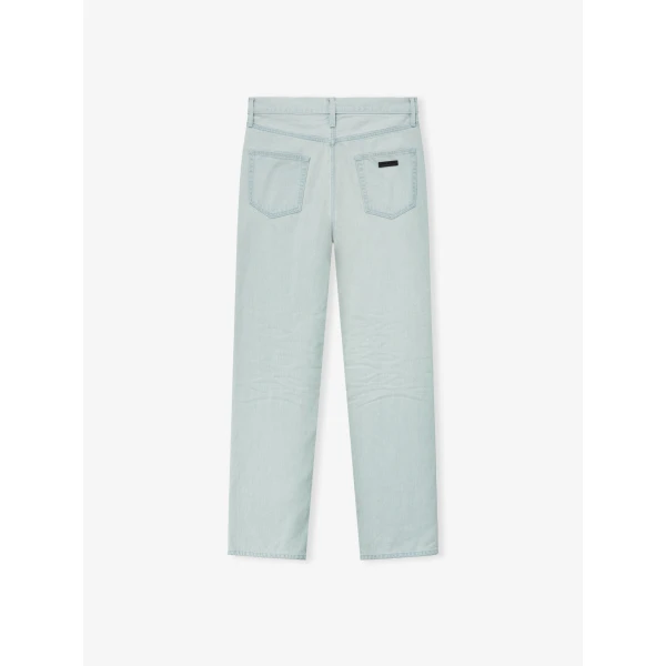 Fear of God Bleach Washed Denim Straight 5 Pocket in Bleach Wash | Pants | Coveti