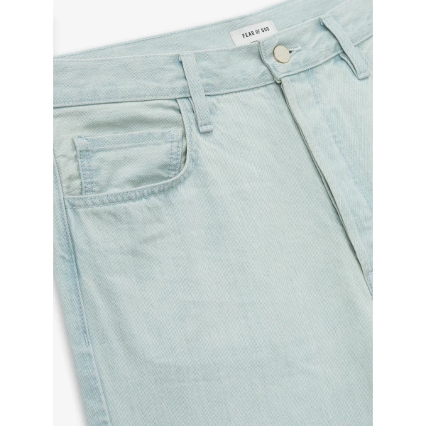 Fear of God Bleach Washed Denim Straight 5 Pocket in Bleach Wash | Pants | Coveti