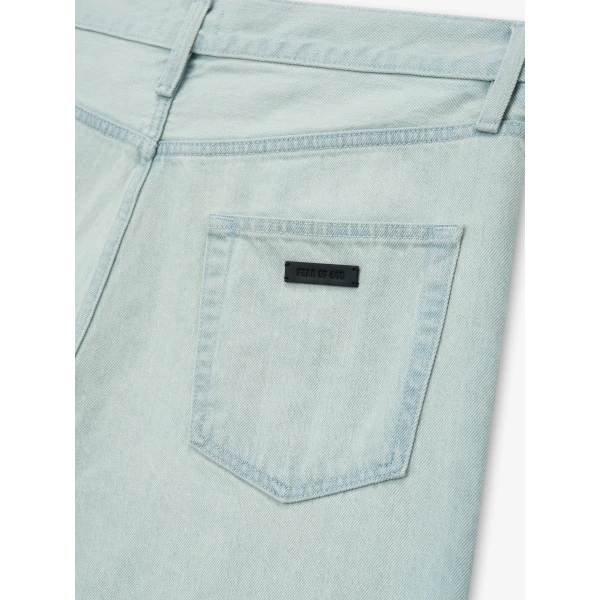 Fear of God Bleach Washed Denim Straight 5 Pocket in Bleach Wash | Pants | Coveti
