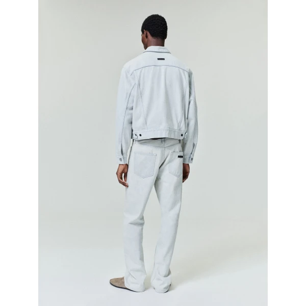 Fear of God Bleached Denim Classic Trucker Jacket in Bleach Wash | Men Jackets | Coveti