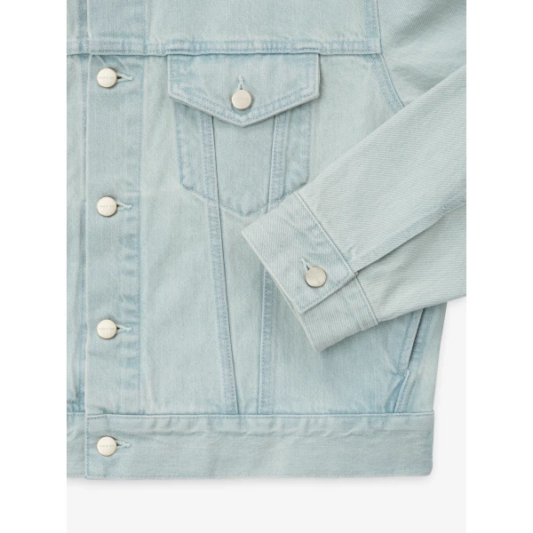 Fear of God Bleached Denim Classic Trucker Jacket in Bleach Wash | Men Jackets | Coveti