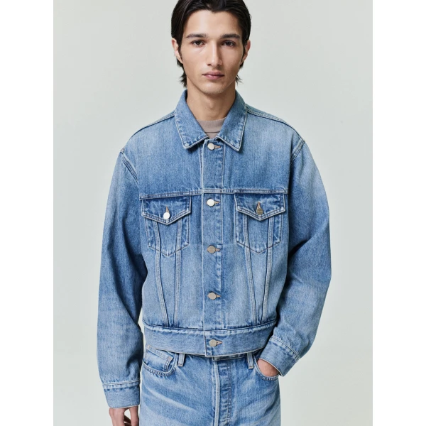 Fear of God Classic Trucker Jacket in Medium Indigo | Men Jackets | Coveti