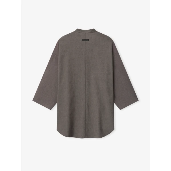 Fear of God Cotton Wool Oxford Mandarin Relaxed Short Sleeve Shirt in Willow | Men Shirts | Coveti