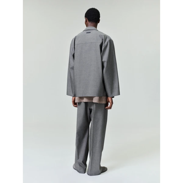 Fear of God Cotton Wool Oxford Shirt Jacket in Willow | Men Jackets | Coveti