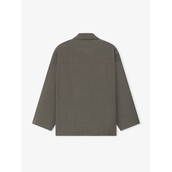 Fear of God Cotton Wool Oxford Shirt Jacket in Willow | Men Jackets | Coveti