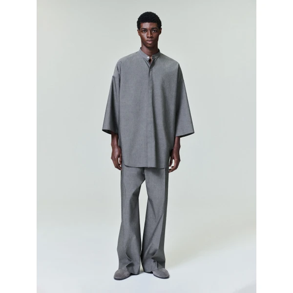Fear of God Cotton Wool Oxford Wide Leg Drawstring Pants in Willow | Pants | Coveti