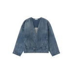 Fear of God Denim Lapelless Jacket in Medium Indigo | Coveti