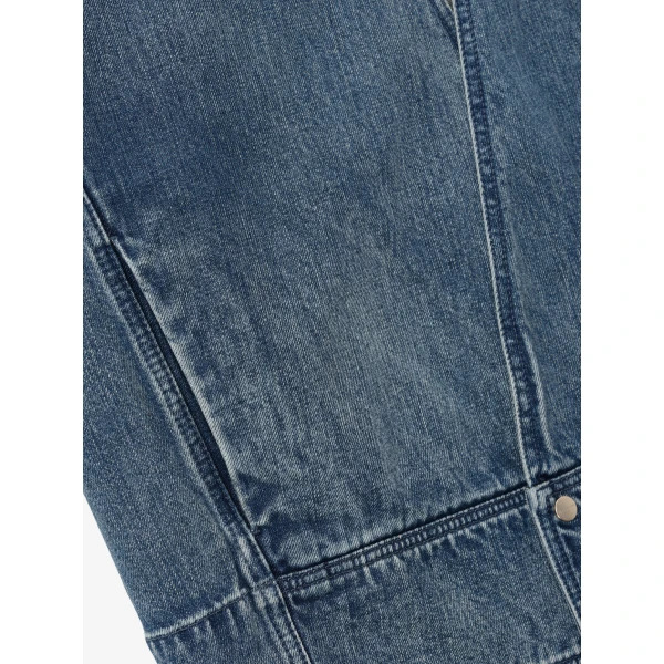 Fear of God Denim Lapelless Jacket in Medium Indigo | Men Jackets | Coveti
