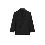 Fear of God Double-Breasted Wool Poplin Shawl Collar Jacket in Black | Coveti