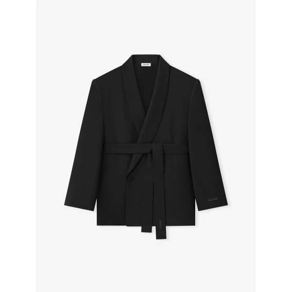 Fear of God Double-Breasted Wool Poplin Shawl Collar Jacket in Black | Men Jackets | Coveti