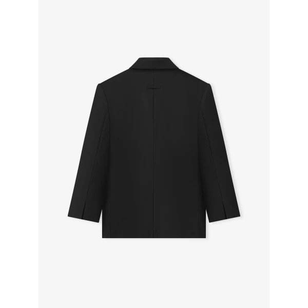 Fear of God Double-Breasted Wool Poplin Shawl Collar Jacket in Black | Men Jackets | Coveti