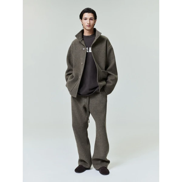 Fear of God Double Face Wool Cashmere Flared Pants in Khaki Melange | Pants | Coveti