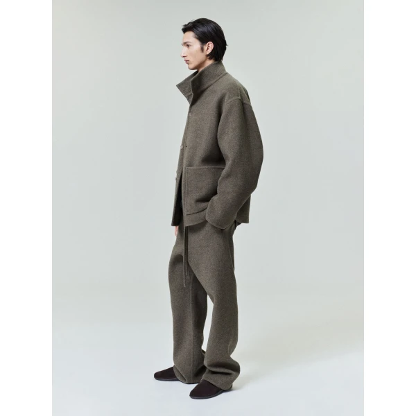 Fear of God Double Face Wool Cashmere Flared Pants in Khaki Melange | Pants | Coveti
