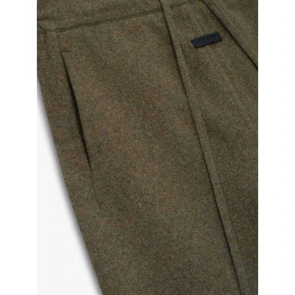Fear of God Double Face Wool Cashmere Flared Pants in Khaki Melange | Pants | Coveti