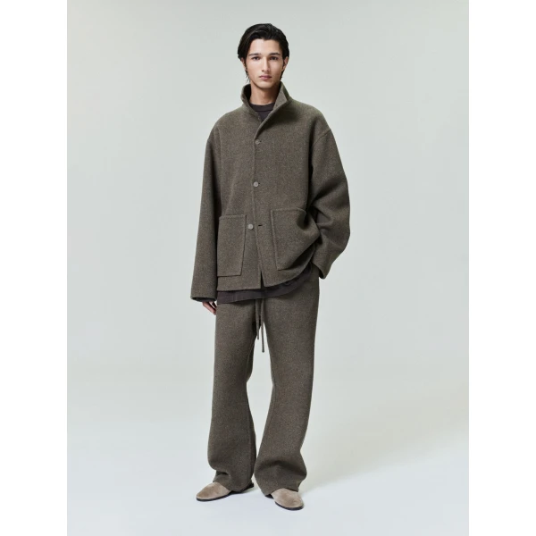 Fear of God Double Face Wool Cashmere Sport Jacket in Khaki Melange | Men Jackets | Coveti