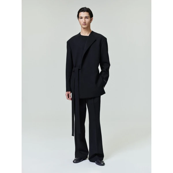 Fear of God Double Weave Wool Crewneck Jacket in Black | Men Jackets | Coveti