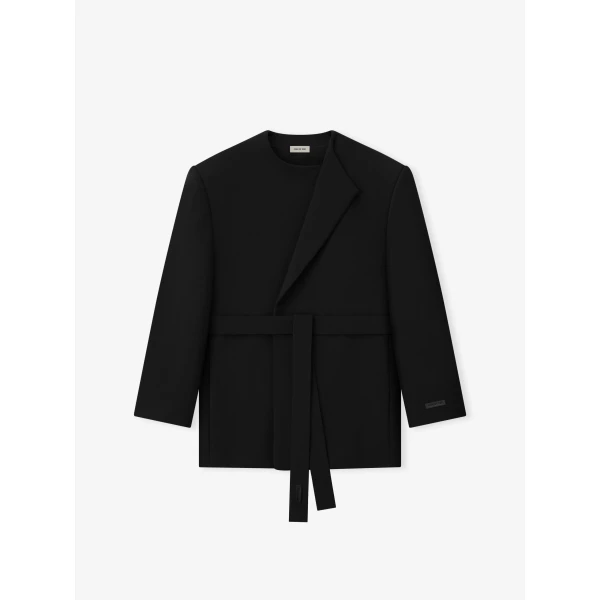 Fear of God Double Weave Wool Crewneck Jacket in Black | Men Jackets | Coveti
