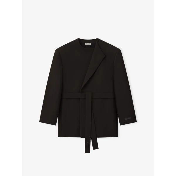 Fear of God Double Weave Wool Crewneck Jacket in Brown | Men Jackets | Coveti