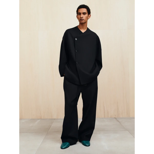 Fear of God Double Weave Wool Wide Leg Drawstring Pants in Black | Pants | Coveti