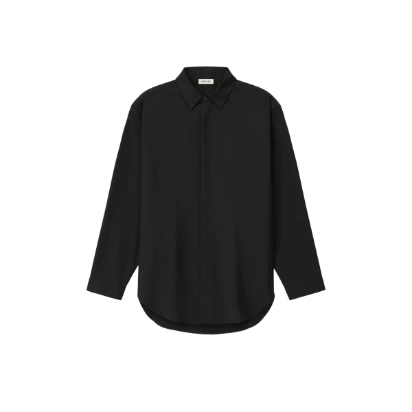 Easy Care Wool Classic Shirt in Black