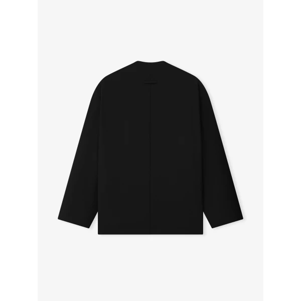 Fear of God Easy Care Wool Relaxed Lapelless Jacket in Black | Men Jackets | Coveti