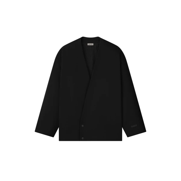 Fear of God Easy Care Wool Relaxed Lapelless Jacket in Black | Coveti