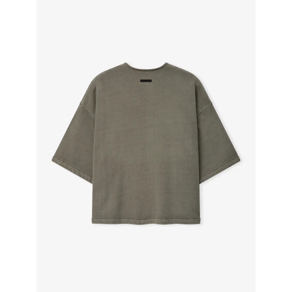 Fear of God Essentials 3/4 Henley Sweatshirt in Washed Seal | Sweatshirts | Coveti