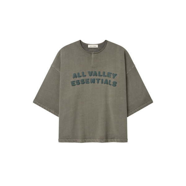 Fear of God Essentials 3/4 Henley Sweatshirt in Washed Seal | Coveti