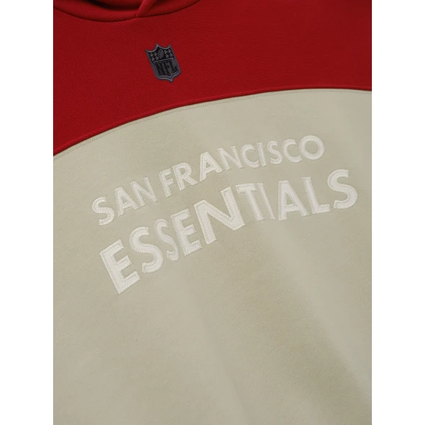 Fear of God Essentials 49ers 90s Relaxed Hoodie in Sandstone | Sweatshirts | Coveti