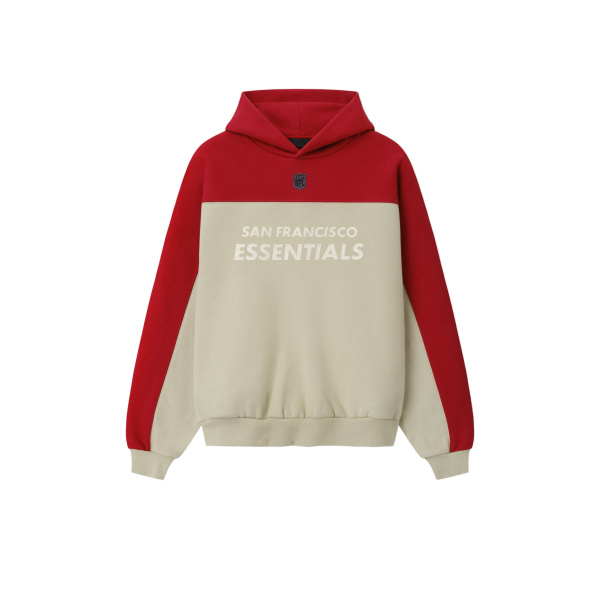 Fear of God Essentials 49ers 90s Relaxed Hoodie in Sandstone | Coveti